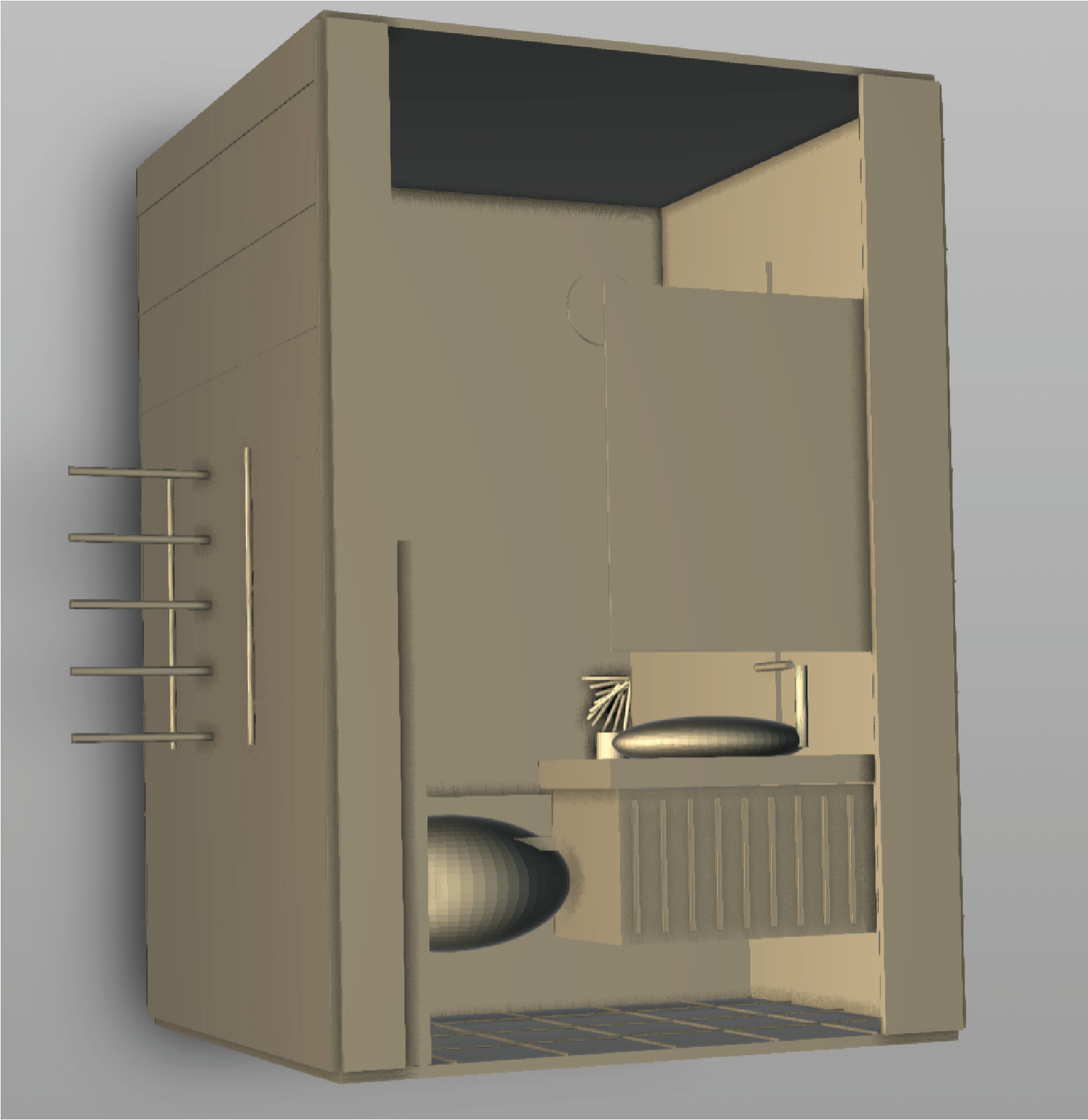 GPT-5.5's actual 3D model: untextured, malformed massing